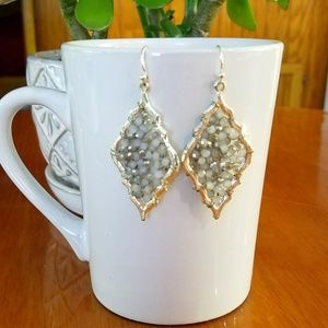 French Wire Silver and gray quartz bead earrings